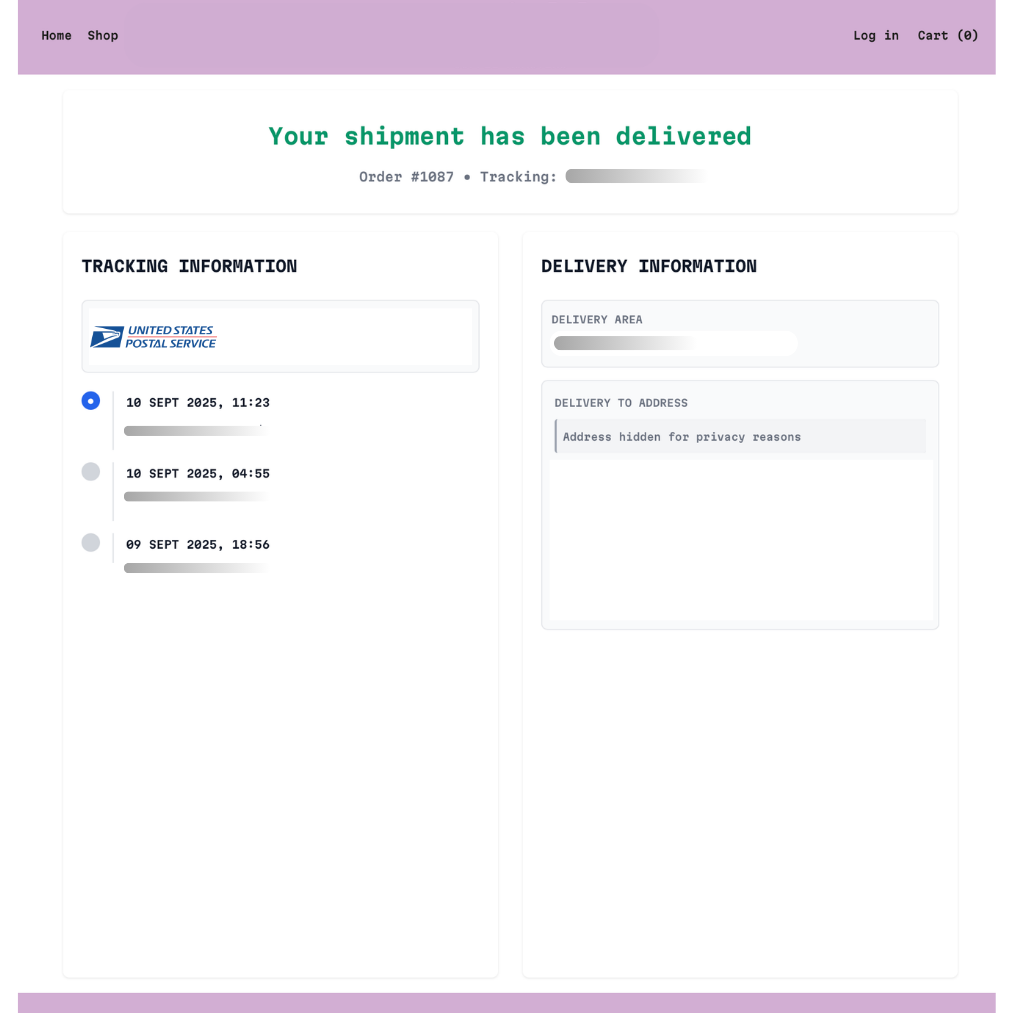 Tracking page