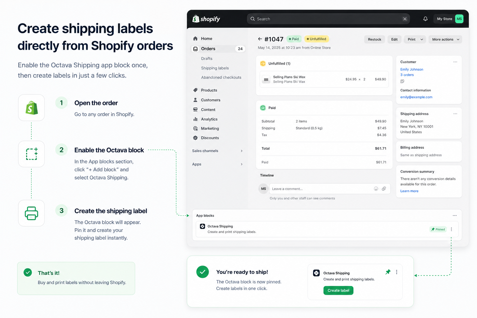 Octava Shipping App set up