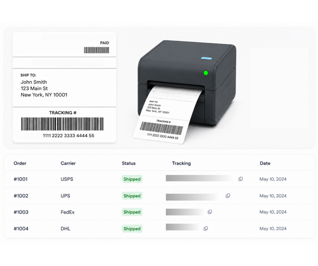 Print shipping label in seconds